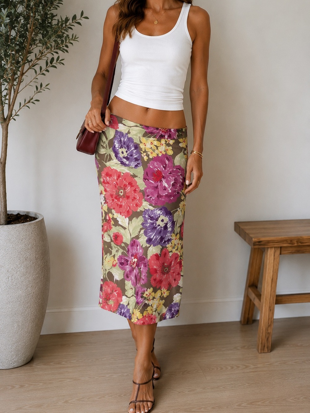 Banana Republic Floral Pencil Skirt | Linen Blend | Size 6 | Spring Summer